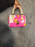 Pink + white bape pillow bag
