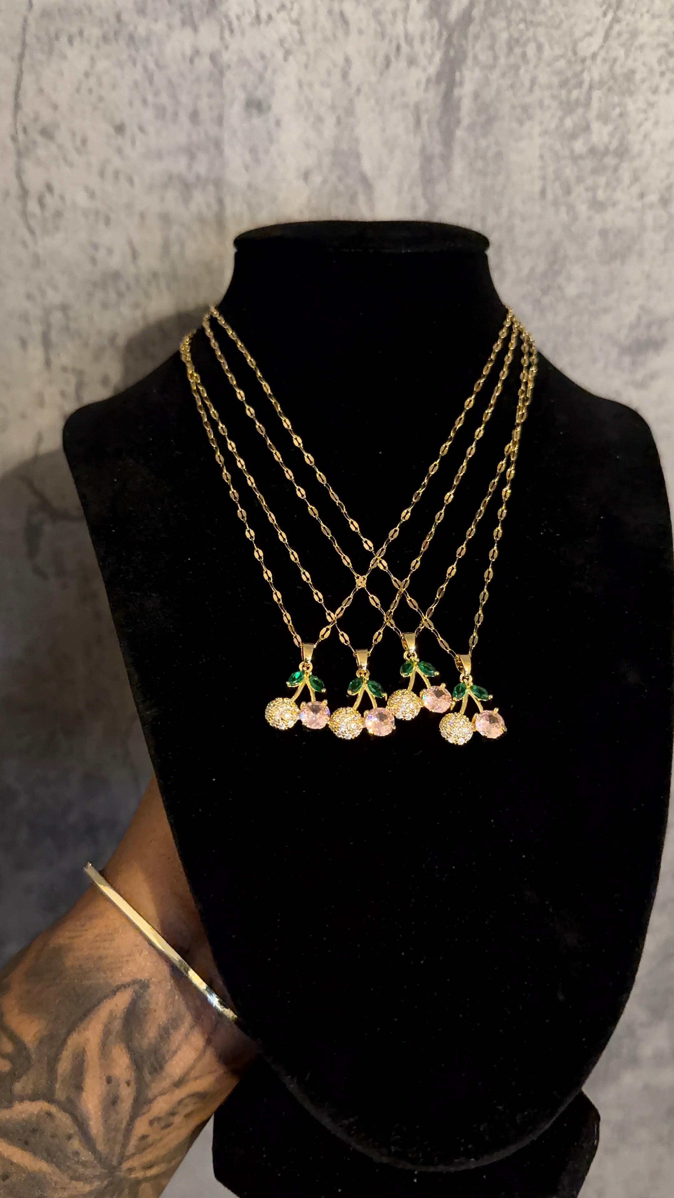 Pink Cherry Diamond Necklace